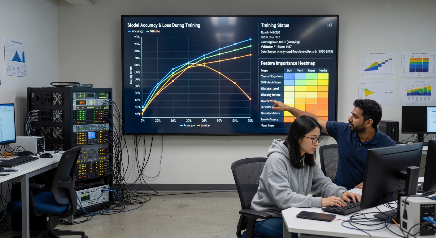 Machine learning model training visualisation for recruitment